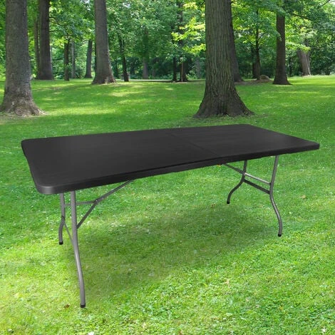 Table Pliante 180 Cm D'Appoint Rectangulaire Noire - Table De Camping 8 Personnes L180 X L74 X H74cm En HDPE Haute Densité Épaisseur 3,5 Cm - Pieds En Acier Pelliculé Gris - Idéal Cérémonies 3 Table Pliante 180 Cm D'Appoint Rectangulaire Noire - Table De Camping 8 Personnes L180 X L74 X H74cm En HDPE Haute Densité Épaisseur 3,5 Cm - Pieds En Acier Pelliculé Gris - Idéal Cérémonies