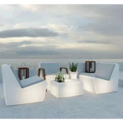 Fauteuil Lumineux D'extérieur MOOVERE H66cm Solaire+Batterie Rechargeable LED/RGB