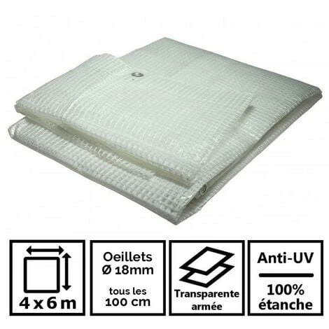 Toile Pour Pergola Et Tonnelle 4 X 6 M 170g/m² - Bâche Pour Pergola Et Tonnelle Transparente - 4x6 M En Polyéthylène 4 Toile Pour Pergola Et Tonnelle 4 X 6 M 170g/m² - Bâche Pour Pergola Et Tonnelle Transparente - 4x6 M En Polyéthylène – Image 2