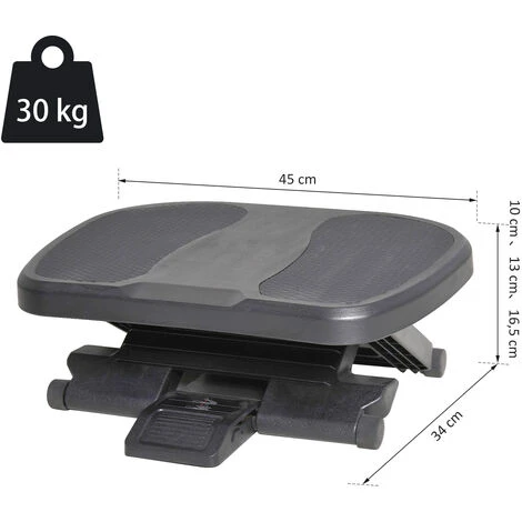 HOMCOM Repose-pied Ergonomique De Bureau Hauteur Et Inclinaison Réglables 45L X 34l Cm Gris 5 HOMCOM Repose-pied Ergonomique De Bureau Hauteur Et Inclinaison Réglables 45L X 34l Cm Gris – Image 3