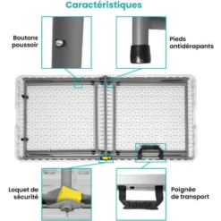 Table Pliante 120 Cm D'Appoint Rectangulaire Blanche - Table De Camping 6 Personnes L120 X L60 X H74cm En HDPE Haute Densité Épaisseur 3,5 Cm - Nouveau Modèle 2021 Emballage Renforcé 7 Table Pliante 120 Cm D'Appoint Rectangulaire Blanche - Table De Camping 6 Personnes L120 X L60 X H74cm En HDPE Haute Densité Épaisseur 3,5 Cm - Nouveau Modèle 2021 Emballage Renforcé -Promos Verde Rêverie Boutique 27206405 3