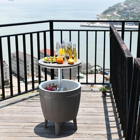 Glacière Table D'Appoint Pour Jardin En Résine Cosmopolitan Beige Gardiun 37 L 48,5x48,5x57/82 Cm 4 Glacière Table D'Appoint Pour Jardin En Résine Cosmopolitan Beige Gardiun 37 L 48,5x48,5x57/82 Cm – Image 2