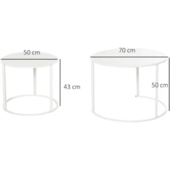 OUTSUNNY Lot De 2 Tables Basses Rondes Gigognes Empilables De Jardin Métal époxy Blanc 9 OUTSUNNY Lot De 2 Tables Basses Rondes Gigognes Empilables De Jardin Métal époxy Blanc -Promos Verde Rêverie Boutique 27825537 3
