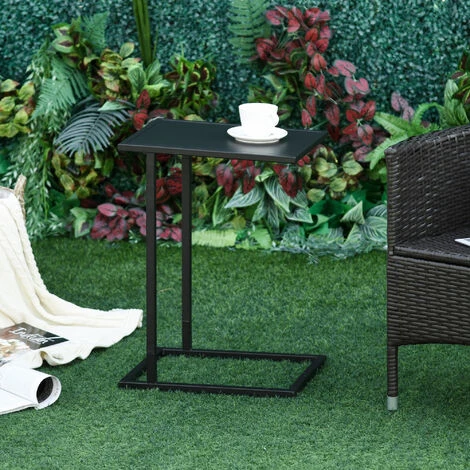 HOMCOM Table Basse Table D'appoint Guéridon Bout De Canapé Intérieur Extérieur Métal époxy Noir 4 HOMCOM Table Basse Table D'appoint Guéridon Bout De Canapé Intérieur Extérieur Métal époxy Noir – Image 2