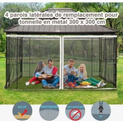 OUTSUNNY Moustiquaires Pour Tonnelle Barnum Pavillon De Jardin 3 X 3 M - Lot De 4 Moustiquaires Zippées + Crochets D'attaches - Polyester Nylon 10 OUTSUNNY Moustiquaires Pour Tonnelle Barnum Pavillon De Jardin 3 X 3 M - Lot De 4 Moustiquaires Zippées + Crochets D'attaches - Polyester Nylon -Promos Verde Rêverie Boutique 28256688 4