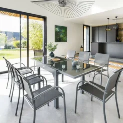 Table Piazza Extensible 8 Personnes Anthracite/graphite - Avec Rallonge