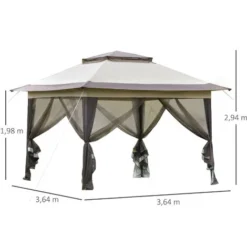 OUTSUNNY Tonnelle Barnum De Jardin Pop-up Pliant 3,64L X 3,64l X 2,94H M Acier Polyester Moustiquaires + Sac De Transport à Roulettes Beige Marron 9 OUTSUNNY Tonnelle Barnum De Jardin Pop-up Pliant 3,64L X 3,64l X 2,94H M Acier Polyester Moustiquaires + Sac De Transport à Roulettes Beige Marron -Promos Verde Rêverie Boutique 28727870 3