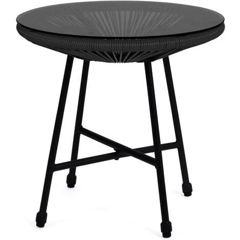 Salon De Jardin IZMIR Table Et 2 Fauteuils Oeuf Cordage Noir 5 Salon De Jardin IZMIR Table Et 2 Fauteuils Oeuf Cordage Noir – Image 3