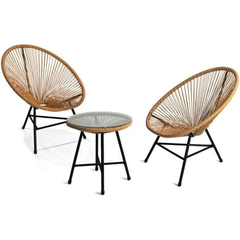 Salon De Jardin IZMIR Table Et 2 Fauteuils Oeuf Cordage Effet Rotin 3 Salon De Jardin IZMIR Table Et 2 Fauteuils Oeuf Cordage Effet Rotin