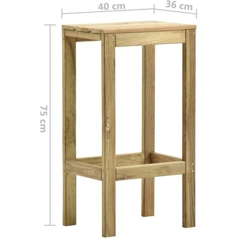 Tabourets De Bar De Jardin 2 Pcs Bois De Pin Imprégné VidaXL 5 Tabourets De Bar De Jardin 2 Pcs Bois De Pin Imprégné VidaXL – Image 3