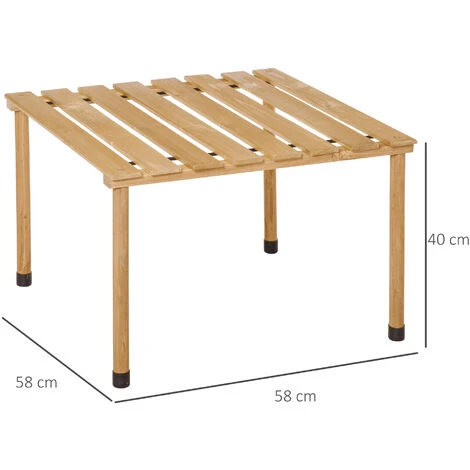 OUTSUNNY Table Basse Pliable De Jardin Camping Plateau à Lattes Dim. 58L X 58l X 40H Cm Sac Transport Inclus Bois Sapin Pré-huilé 5 OUTSUNNY Table Basse Pliable De Jardin Camping Plateau à Lattes Dim. 58L X 58l X 40H Cm Sac Transport Inclus Bois Sapin Pré-huilé – Image 3