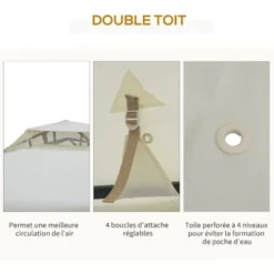 OUTSUNNY Pavillon De Jardin Tonnelle Barnum Style Colonial Double Toit Toiles Moustiquaires Amovibles Zippées Crème 11 OUTSUNNY Pavillon De Jardin Tonnelle Barnum Style Colonial Double Toit Toiles Moustiquaires Amovibles Zippées Crème -Promos Verde Rêverie Boutique 29167830 5