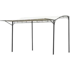 OUTSUNNY Pergola Tonnelle De Jardin Avec Auvent Réglable Métal époxy Polyester Haute Densité Crème