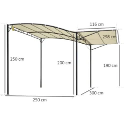 OUTSUNNY Pergola Tonnelle De Jardin Avec Auvent Réglable Métal époxy Polyester Haute Densité Crème -Promos Verde Rêverie Boutique 29167850 3
