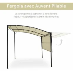OUTSUNNY Pergola Tonnelle De Jardin Avec Auvent Réglable Métal époxy Polyester Haute Densité Crème -Promos Verde Rêverie Boutique 29167850 5