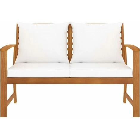 Banc De Jardin Avec Coussin Crème 120 Cm Bois Solide D'acacia VidaXL 3 Banc De Jardin Avec Coussin Crème 120 Cm Bois Solide D'acacia VidaXL – Image 2