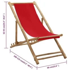 Chaise De Terrasse Bambou Et Toile Rouge VidaXL -Promos Verde Rêverie Boutique 29365616 3