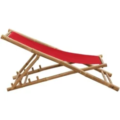 Chaise De Terrasse Bambou Et Toile Rouge VidaXL -Promos Verde Rêverie Boutique 29365616 5