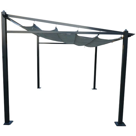 Tonnelle/Pergola Mural En Aluminium 3x4m Toile Coulissante Rétractable - Gris - LISBOA 5 Tonnelle/Pergola Mural En Aluminium 3x4m Toile Coulissante Rétractable - Gris - LISBOA – Image 3