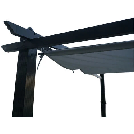 Tonnelle/Pergola Mural En Aluminium 3x4m Toile Coulissante Rétractable - Gris - LISBOA 6 Tonnelle/Pergola Mural En Aluminium 3x4m Toile Coulissante Rétractable - Gris - LISBOA – Image 4
