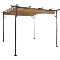 Pergola Avec Toit Rétractable Taupe 3x3 M Acier 180 G/m² VidaXL