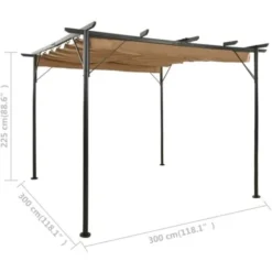 Pergola Avec Toit Rétractable Taupe 3x3 M Acier 180 G/m² VidaXL -Promos Verde Rêverie Boutique 29417549 3