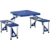 HOMCOM Table De Camping Pique-nique Pliante Portable En Plastique Avec 4 Sieges Bleu