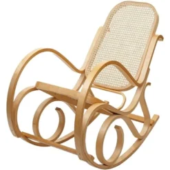 Fauteuil à Bascule M41, Fauteuil Pivotant Fauteuil TV, Rotin En Bois Massif ~ Aspect Chêne