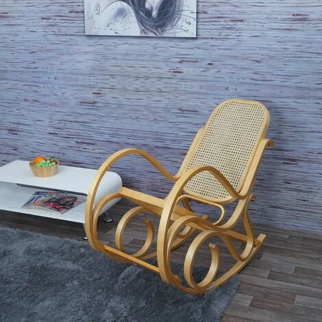 Fauteuil à Bascule M41, Fauteuil Pivotant Fauteuil TV, Rotin En Bois Massif ~ Aspect Chêne 4 Fauteuil à Bascule M41, Fauteuil Pivotant Fauteuil TV, Rotin En Bois Massif ~ Aspect Chêne – Image 2