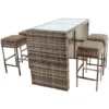 Ensemble De Bar De Jardin 4 Tabourets + Coussins + Table En Polyrotin Marron 1 Ensemble De Bar De Jardin 4 Tabourets + Coussins + Table En Polyrotin Marron -Promos Verde Rêverie Boutique 29541797 1