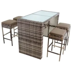 Ensemble De Bar De Jardin 4 Tabourets + Coussins + Table En Polyrotin Marron 11 Ensemble De Bar De Jardin 4 Tabourets + Coussins + Table En Polyrotin Marron -Promos Verde Rêverie Boutique 29541797 5