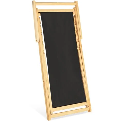 Lot De 2 Chaises Longues Pliantes Chilienne Bois Toile Noire 7 Lot De 2 Chaises Longues Pliantes Chilienne Bois Toile Noire – Image 5
