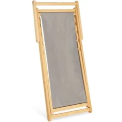 Lot De 2 Chaises Longues Pliantes Chilienne Bois Toile Taupe -Promos Verde Rêverie Boutique 30015897 5