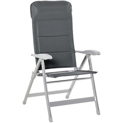 OUTSUNNY Chaise De Jardin Pliante Dossier Haut Inclinable Multipositions Accoudoirs Tétière Alu. Oxford Déperlant Gris 3 OUTSUNNY Chaise De Jardin Pliante Dossier Haut Inclinable Multipositions Accoudoirs Tétière Alu. Oxford Déperlant Gris