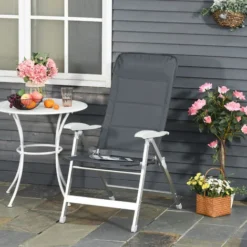 OUTSUNNY Chaise De Jardin Pliante Dossier Haut Inclinable Multipositions Accoudoirs Tétière Alu. Oxford Déperlant Gris 10 OUTSUNNY Chaise De Jardin Pliante Dossier Haut Inclinable Multipositions Accoudoirs Tétière Alu. Oxford Déperlant Gris -Promos Verde Rêverie Boutique 30016515 4