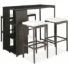 Meuble De Bar De Jardin 5 Pcs Et Coussins Résine Tressée Marron VidaXL 2 Meuble De Bar De Jardin 5 Pcs Et Coussins Résine Tressée Marron VidaXL -Promos Verde Rêverie Boutique 30068569 1