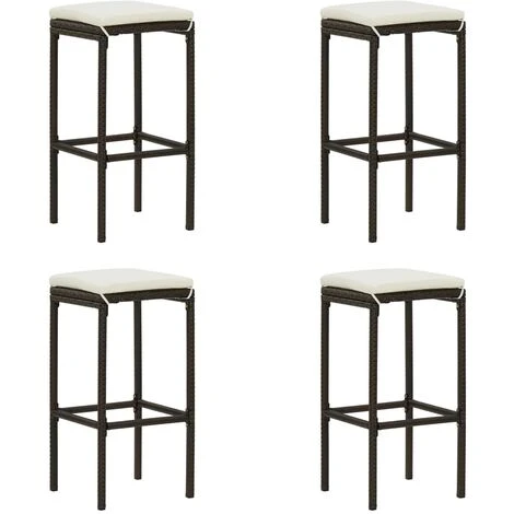 Meuble De Bar De Jardin 5 Pcs Et Coussins Résine Tressée Marron VidaXL 6 Meuble De Bar De Jardin 5 Pcs Et Coussins Résine Tressée Marron VidaXL – Image 4