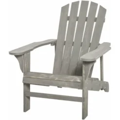 OUTSUNNY Fauteuil De Jardin Adirondack Dim. 78L X 89P X 88H Cm Bois Massif Sapin Gris Effet Vieilli