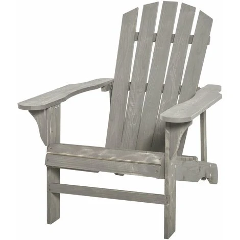OUTSUNNY Fauteuil De Jardin Adirondack Dim. 78L X 89P X 88H Cm Bois Massif Sapin Gris Effet Vieilli 3 OUTSUNNY Fauteuil De Jardin Adirondack Dim. 78L X 89P X 88H Cm Bois Massif Sapin Gris Effet Vieilli