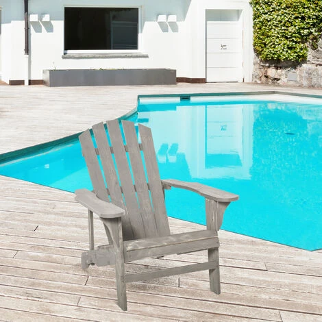 OUTSUNNY Fauteuil De Jardin Adirondack Dim. 78L X 89P X 88H Cm Bois Massif Sapin Gris Effet Vieilli 4 OUTSUNNY Fauteuil De Jardin Adirondack Dim. 78L X 89P X 88H Cm Bois Massif Sapin Gris Effet Vieilli – Image 2