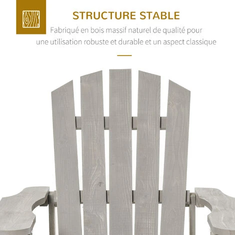 OUTSUNNY Fauteuil De Jardin Adirondack Dim. 78L X 89P X 88H Cm Bois Massif Sapin Gris Effet Vieilli 7 OUTSUNNY Fauteuil De Jardin Adirondack Dim. 78L X 89P X 88H Cm Bois Massif Sapin Gris Effet Vieilli – Image 5