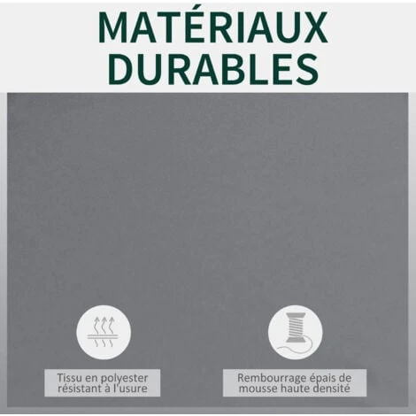 OUTSUNNY Coussins De Banc De Jardin Déhoussables - Coussins Balancelle - Lot De 2 - Dim. 120L X 50l Cm - Rembourrage 5 Cm - Cordons D'attache - Polyester Gris 6 OUTSUNNY Coussins De Banc De Jardin Déhoussables - Coussins Balancelle - Lot De 2 - Dim. 120L X 50l Cm - Rembourrage 5 Cm - Cordons D'attache - Polyester Gris – Image 4