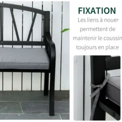 OUTSUNNY Coussins De Banc De Jardin Déhoussables - Coussins Balancelle - Lot De 2 - Dim. 120L X 50l Cm - Rembourrage 5 Cm - Cordons D'attache - Polyester Gris 11 OUTSUNNY Coussins De Banc De Jardin Déhoussables - Coussins Balancelle - Lot De 2 - Dim. 120L X 50l Cm - Rembourrage 5 Cm - Cordons D'attache - Polyester Gris -Promos Verde Rêverie Boutique 30108435 5