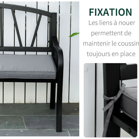 OUTSUNNY Coussins De Banc De Jardin Déhoussables - Coussins Balancelle - Lot De 2 - Dim. 120L X 50l Cm - Rembourrage 5 Cm - Cordons D'attache - Polyester Gris 7 OUTSUNNY Coussins De Banc De Jardin Déhoussables - Coussins Balancelle - Lot De 2 - Dim. 120L X 50l Cm - Rembourrage 5 Cm - Cordons D'attache - Polyester Gris – Image 5