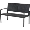OUTSUNNY Banc De Jardin 2 Places Style Cosy Chic Résine Tressée 4 Fils Imitation Rotin Noir