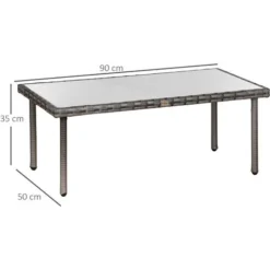 OUTSUNNY Table Basse De Jardin Plateau Verre Trempé 5 Mm Résine Tressée Imitation Rotin Gris 9 OUTSUNNY Table Basse De Jardin Plateau Verre Trempé 5 Mm Résine Tressée Imitation Rotin Gris -Promos Verde Rêverie Boutique 30108468 3