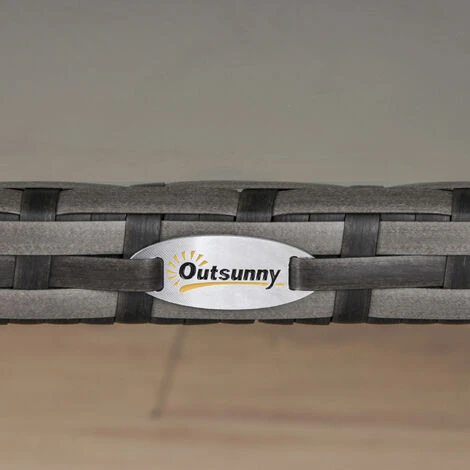 OUTSUNNY Table Basse De Jardin Plateau Verre Trempé 5 Mm Résine Tressée Imitation Rotin Gris 6 OUTSUNNY Table Basse De Jardin Plateau Verre Trempé 5 Mm Résine Tressée Imitation Rotin Gris – Image 4