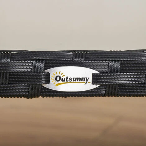 OUTSUNNY Table Basse De Jardin Plateau Verre Trempé 5 Mm Résine Tressée Imitation Rotin Noir 6 OUTSUNNY Table Basse De Jardin Plateau Verre Trempé 5 Mm Résine Tressée Imitation Rotin Noir – Image 4