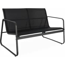 Salon De Jardin En Métal Et Textilène Pour 4 Personnes. Gris Foncé Et Noir. Design -Promos Verde Rêverie Boutique 30154426 4