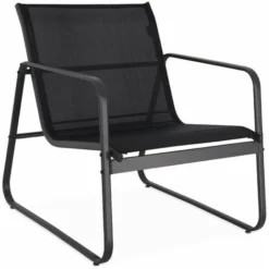 Salon De Jardin En Métal Et Textilène Pour 4 Personnes. Gris Foncé Et Noir. Design -Promos Verde Rêverie Boutique 30154426 5